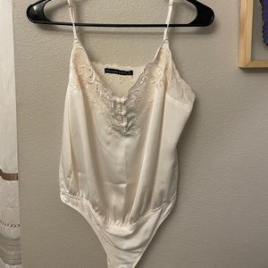 A&F ivory silk bodysuit